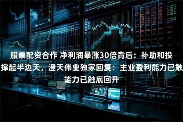 股票配资合作 净利润暴涨30倍背后：补助和投资收益撑起半边天，澄天伟业独家回复：主业盈利能力已触底回升